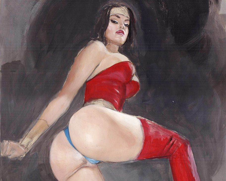Wonder Woman: Into Danger mark beachum supergurlz original art sexy superheroines mark beachum oily ass fetish red shiny boots