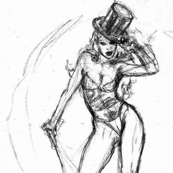 zatanna burlesque sketch v3 original art sketch mark beachum supergurlz