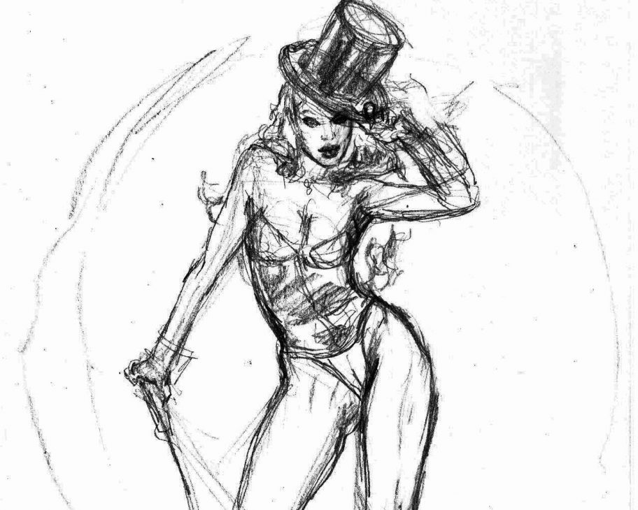 zatanna burlesque sketch v3 original art sketch mark beachum supergurlz