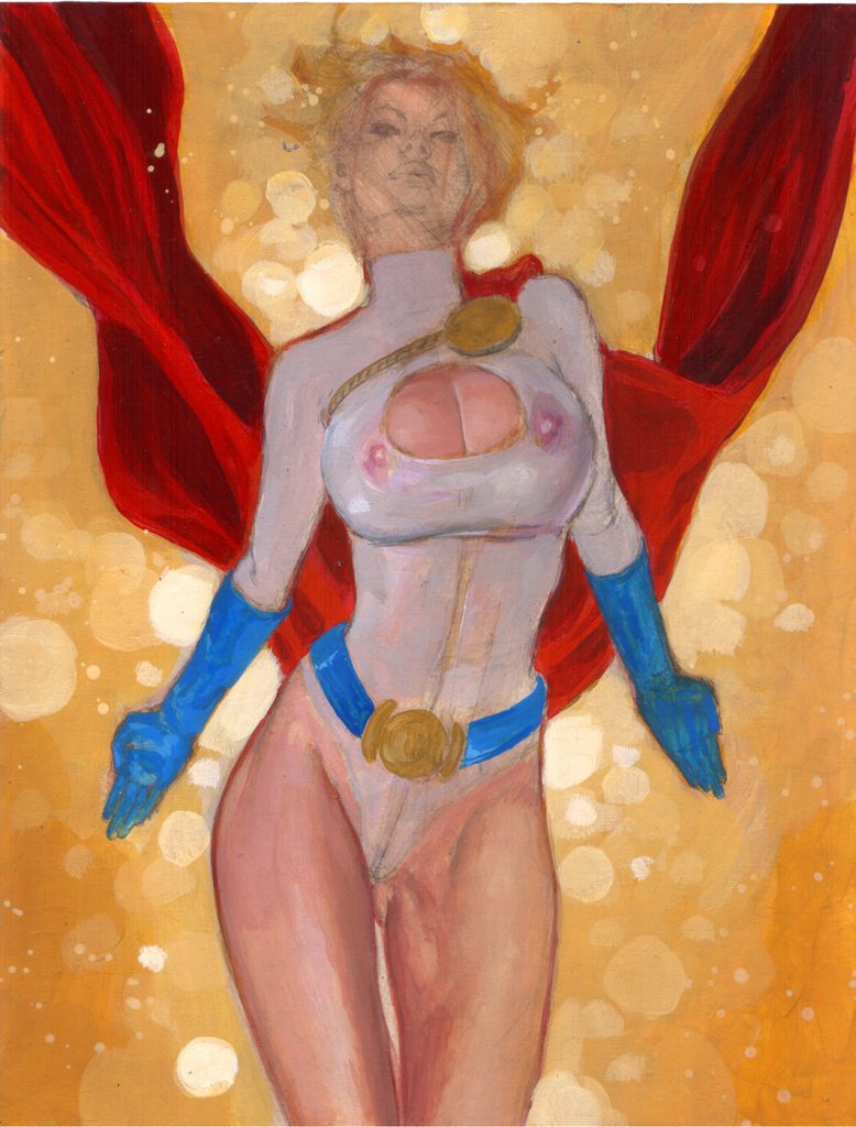 powergirl ultra sexy pin-up mark beachum supergurlz.net sexy original art comic book heroines