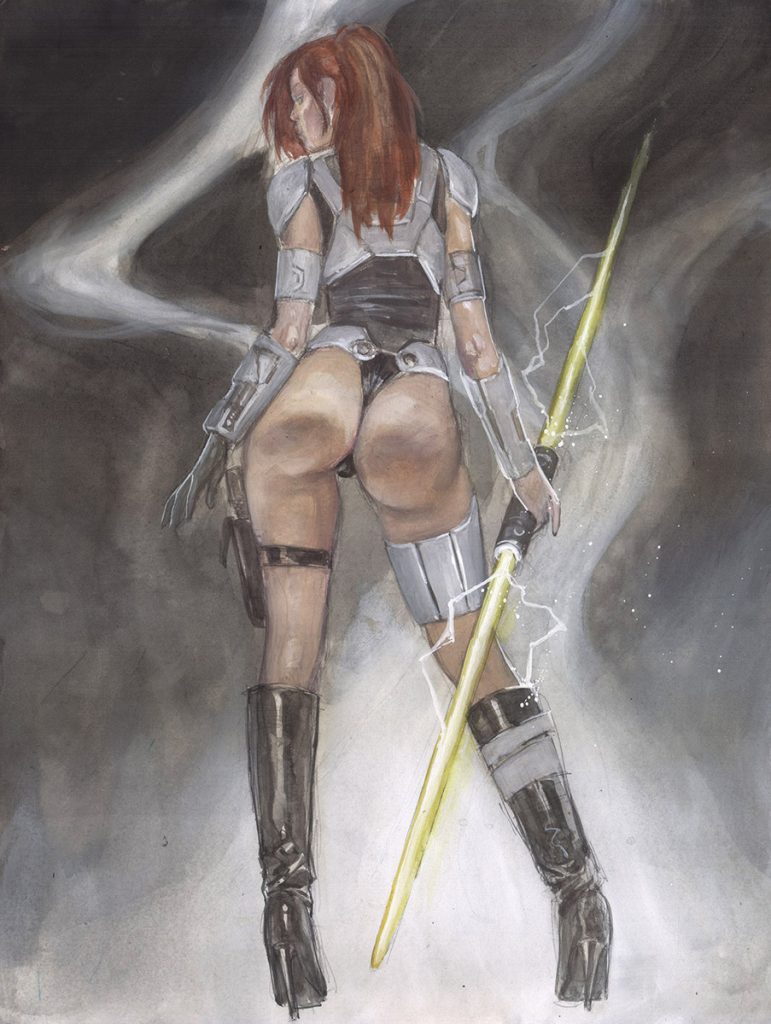 STAR WARS: SEXY WARRIOR REY supergulrz original art mark beachum erotic may the force be with you the force awakens