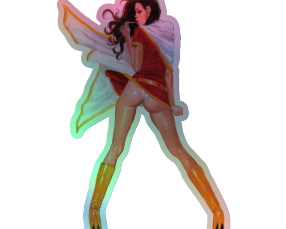 mary marvel upskirt lollipop holo sticker